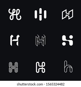 Letter "H" minimal line logos. Original geometric forms for logotype. Eps10 vector.