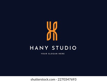 Letter H minimalist logo with clean and elegant lines style design vector illustration