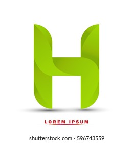 Letter H, Modern concept. elegant and simple typographic .Twisted gradient green