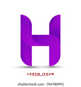 Letter H. Modern concept. elegant typographic .Twisted gradient purple