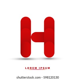 Letter H. modern concept and elegant typographic . red
