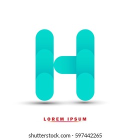 Letter H. modern concept and simple typographic. blue 
