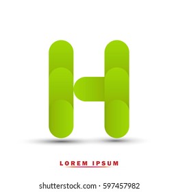 Letter H. modern concept and simple typographic. green