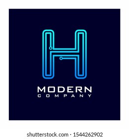 Letter H Modern Digital Technology Logo Design Vector
