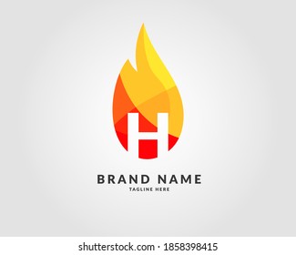 letter H modern flame trendy bright logo design for creative and energic company
