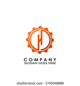 Letter H Modern Gear Initial Logo Template Design.