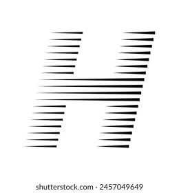 Letter H Modern Logo with Geometric Horizontal Speed Line Pattern