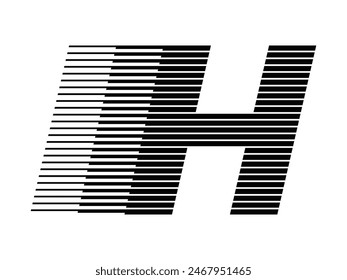 Letter H Modern Logo with Horizontal Speed Line Pattern