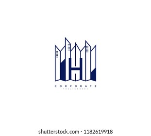 Letter H Modern Minimalist Real Estate Building Logo Icon