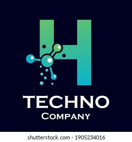 Letter h with molecule design logo template illustration