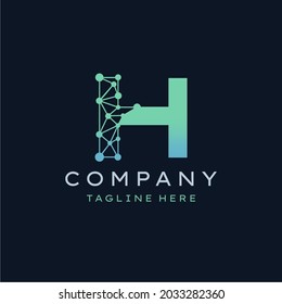 Letter H Molecule Logo, Bio tech Connect Dots Science Technology Logo Design Vector