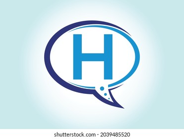 Letra H alfabeto monograma con un icono de charla de burbujas. Conversando, chateando el concepto de logo. Diseño de logotipo moderno para un negocio de consultoría.