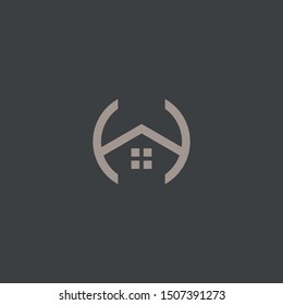 Letter H Monogram building logo icon design minimalist style illustration. creative simple house apartment vector symbol 