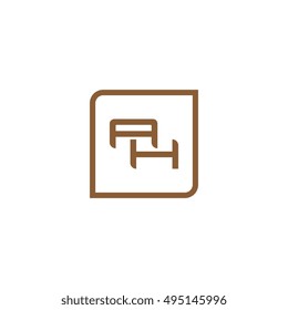 The letter A and H Monogram With Frame Square. Logo Design Template Brown