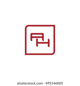 The letter A and H Monogram With Frame Square. Logo Design Template Red