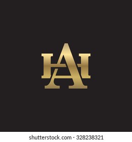 letter H and A monogram golden logo