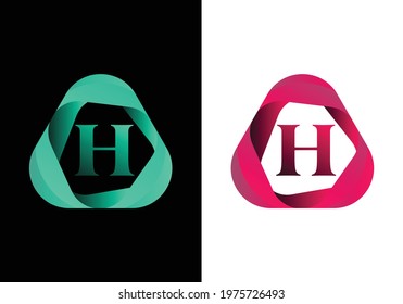 letter H monogram logo with abstract liquid shape