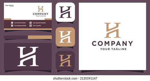 Letter h monogram logo with business card design