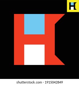 Letter H monogram logo design in Bauhaus art style. Vector logo in Eps 8.