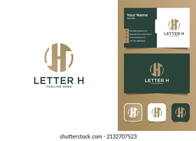 letter H monogram logo design and business card