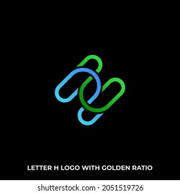 LETTER H MONOGRAM LOGO WITH GOLDEN RATIO
