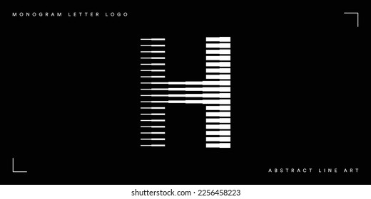 Letter H Monogram Logo Icon Geometric Horizontal Stripe Lines