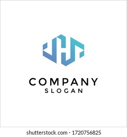 letter H monogram logo in negative space. editable and easy to custom
