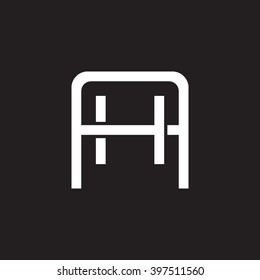 letter A and H monogram square shape logo white black background