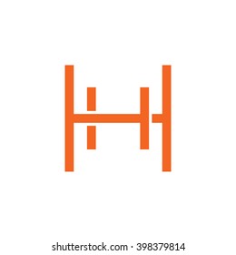letter H and H monogram square shape logo orange
