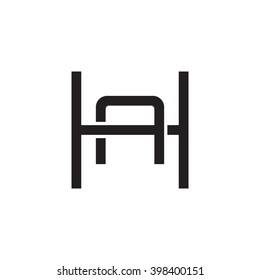 letter H and A monogram square shape logo black