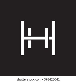 letter H and H monogram square shape logo white black background