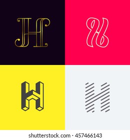 Letter "H' monograms set. Trendy logo design. Eps10 vector illustration.