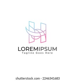 Plantilla de logotipo de la letra H monoline.