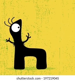 Letter h Monster on grunge background. vector illustration