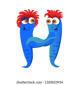 Letter H Monster. Vector quality.
