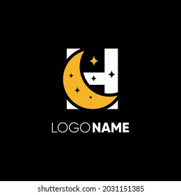 Letter H Moon Logo Design Vector Icon Graphic Illustration