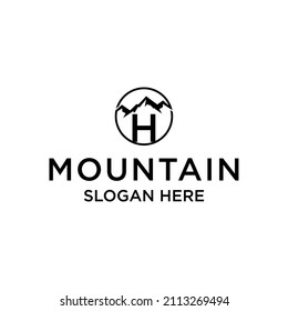 Diseño del logotipo de la letra h montaña