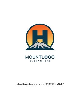 Logo de la letra H de montaña. Explorar la plantilla del logotipo de la empresa Mountain Advantage