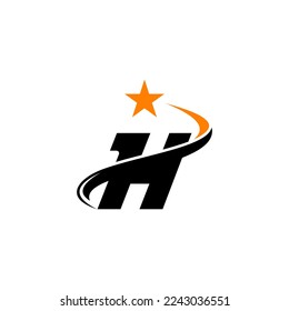 Letter H with moving star logo design.