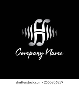 Letter H music wave logo design
