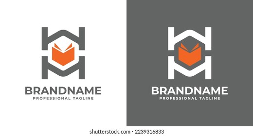 Letter H or MW Monogram Book Hexagonal Logo, suitable for any business related to book with H or MW initials.