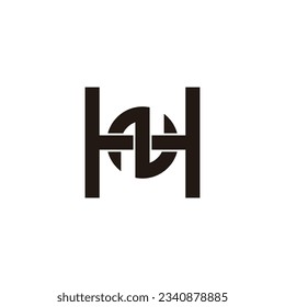 Letter H and N, circle and square geometric symbol simple logo vector