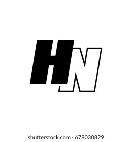 letter H and N logo overlapping black negative