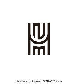 Letter H, N and m curve geometric symbol simple logo vector