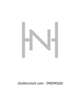 letter H and N monogram square shape logo gray