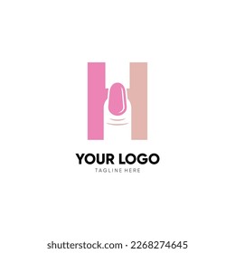 Letter H Nail Art Logo Design Vector Icon Graphic Emblem Illustration