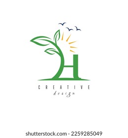 Letter H Nature Leaf logo icon vector design concept luxury floral leaf for luxuries or nature business identity