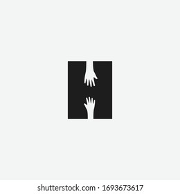 Letter H with negative space hand logo icon sign vector template