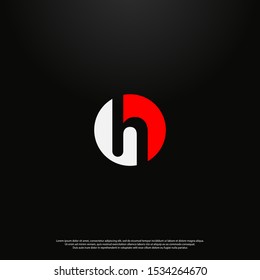 Letter H negative space Logo icon monogram design. Vector graphic design template element. black background.