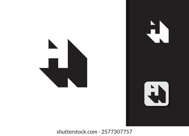 letter h negative space logo design vector template